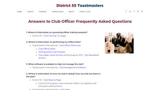 
                            12. Club Officer FAQ - Toastmasters District 55