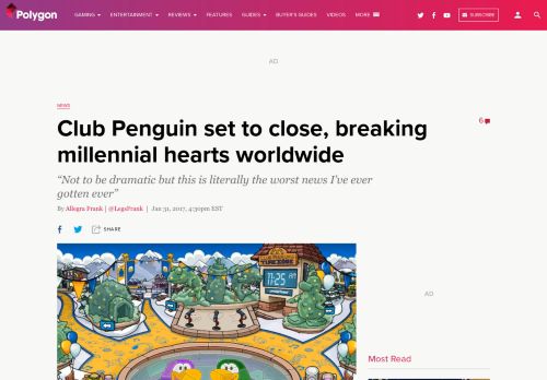 
                            12. Club Penguin set to close, breaking millennial hearts worldwide ...