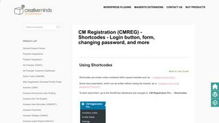 
                            2. CM Registration (CMREG) - Shortcodes - Login button, form, changing ...