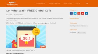 
                            10. CM Whatscall - FREE Global Calls - Cheetah Mobile