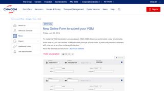 
                            8. CMA CGM | New Online Form to submit your VGM