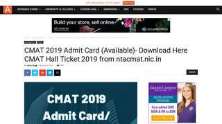 
                            7. CMAT 2019 Admit Card (Available)- Download Here CMAT Hall ...