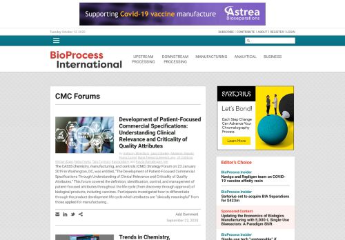 
                            9. CMC Forums Archives - BioProcess InternationalBioProcess ...