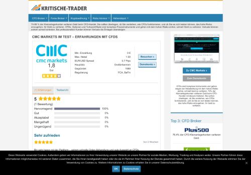 
                            7. CMC Markets - CFD Erfahrungen & Vergleich 02/2019 ++ kritischer Test!