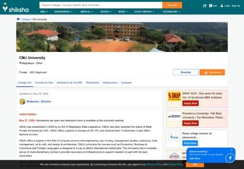 
                            11. CMJ University, Meghalaya - Other - Courses, Placement Reviews ...