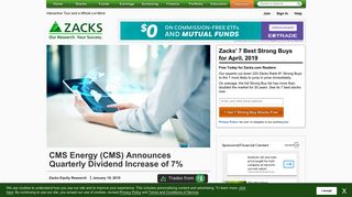 
                            12. CMS Energy (CMS) Announces Quarterly Dividend Increase of 7 ...