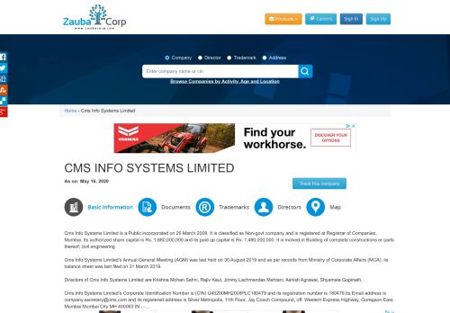 
                            13. CMS INFO SYSTEMS LIMITED - Company, directors and contact ...