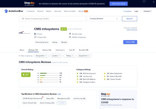 
                            9. CMS Infosystems Reviews by Employees | AmbitionBox (Naukri.com)