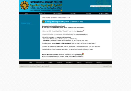 
                            6. CMS - International Islamic College - Homepage