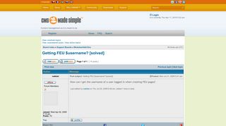 
                            3. CMS Made Simple Forums • View topic - Getting FEU $username? [solved]