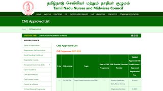 
                            8. CNE Approved List - Tamil Nadu Nurses & Midwives Council