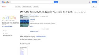 
                            13. CNS-Public Community Health Specialty Review and Study Guide: A ...