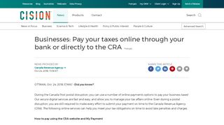
                            11. CNW | Businesses: Pay your taxes online through your bank or ...