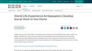 
                            10. CNW | World Life Experience Ambassadors Develop Social Work in ...