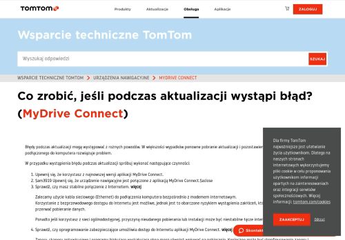 
                            9. Co zrobić, jeśli podczas aktualizacji wystąpi błąd? (MyDrive Connect)