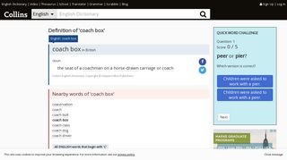 
                            12. Coach box definition and meaning | Collins English Dictionary