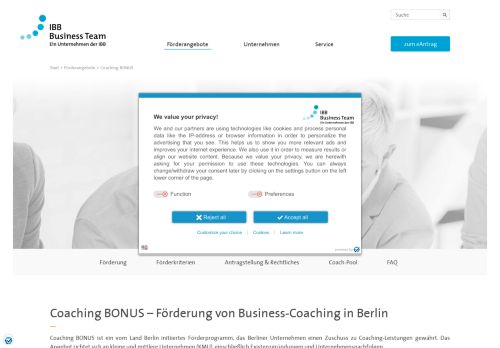 
                            2. Coaching BONUS - Zuschüsse für Unternehmens-Coaching in Berlin