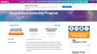 
                            5. Coca-Cola Scholarship Program Details - Apply Now | Unigo