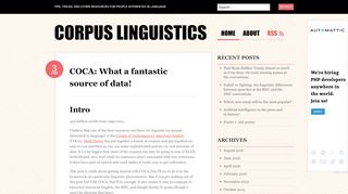
                            8. COCA: What a fantastic source of data! | Corpus linguistics