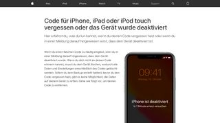 
                            2. Code für iPhone, iPad oder iPod touch vergessen oder das Gerät ...