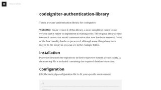 
                            12. codeigniter-authentication-library A secure authentication library for ...