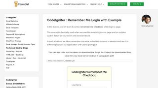 
                            1. CodeIgniter : Remember Me Login with Example | FormGet