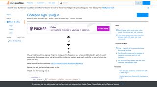
                            10. Codepen sign up/log in - Stack Overflow