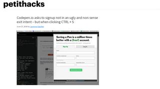 
                            13. Codepen.io asks to signup not in an ugly and non-sense exit intent ...