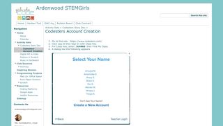 
                            12. Codesters Account Creation - Ardenwood STEMGirls - Google Sites