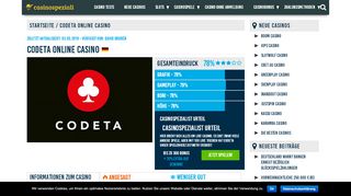 
                            8. Codeta Online Casino Test & Erfahrungsbericht - Casinospezialist