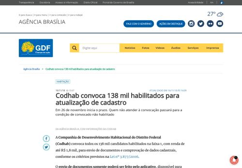 
                            4. Codhab convoca 138 mil habilitados para atualização de cadastro ...