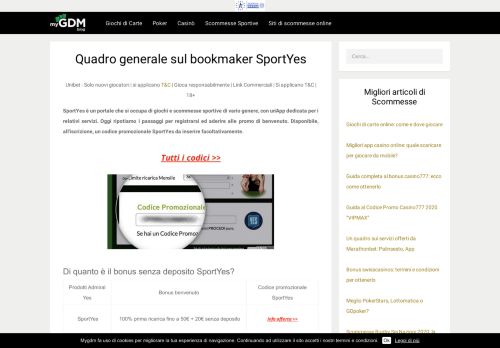 
                            11. Codice promozionale SportYes e bonus 20€ no deposito + 100% fino ...