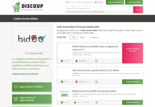 
                            8. Codice Sconto Bidoo & Coupon, Febbraio 2019