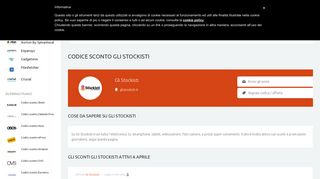 
                            10. Codice sconto € 20 Gli Stockisti Febbraio 2019 - Migliori Sconti