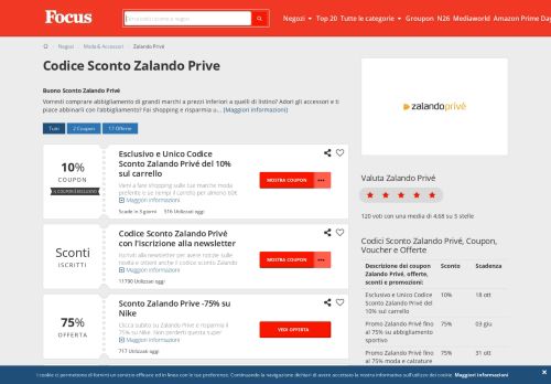 
                            12. Codice Sconto Zalando Privè 15% e Coupon Febbraio 2019 | Focus.it