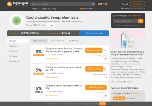 
                            8. Codici Sconto Semprefarmacia > 78% • Febbraio 2019 | Topnegozi.it