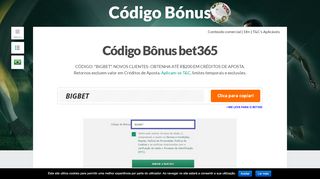 
                            12. Codigo Bonus bet365 2019: Insira BIGBET e aposte com 100% até R ...