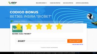 
                            8. Codigo Bonus Bet365: Insira 