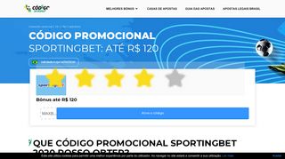 
                            7. Código Promocional Sportingbet ( 2019): Aposte em esportes
