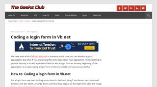 
                            10. Coding a login form in Vb.net - The Geeks Club