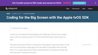 
                            9. Coding for the Big Screen with the Apple tvOS SDK — SitePoint
