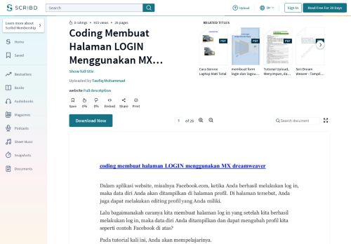 
                            13. Coding Membuat Halaman LOGIN Menggunakan MX Dreamweaver