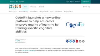 
                            5. CogniFit launches a new online platform to help educators improve ...