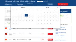 
                            8. Coimbatore to Chennai SpiceJet Airlines Flights @Rs.1566 + Flat Rs ...