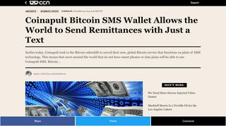 
                            7. Coinapult Bitcoin SMS Wallet Allows the World to Send Remittances ...
