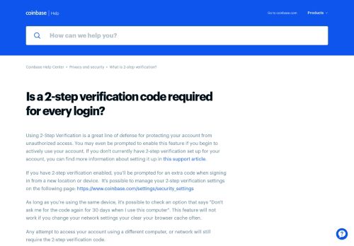 
                            11. Coinbase | Is a 2-step verification code required f...