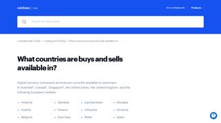 
                            8. Coinbase | What countries are buys and sells availa...