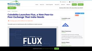 
                            9. Coindelta Launches Flux, a New Peer-to-Peer Exchange That India ...