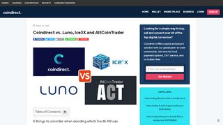 
                            8. Coindirect vs. Luno, Ice3X and AltCoin Trader | Coindirect