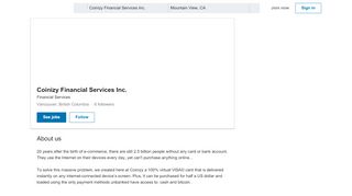 
                            9. Coinizy Financial Services Inc. | LinkedIn